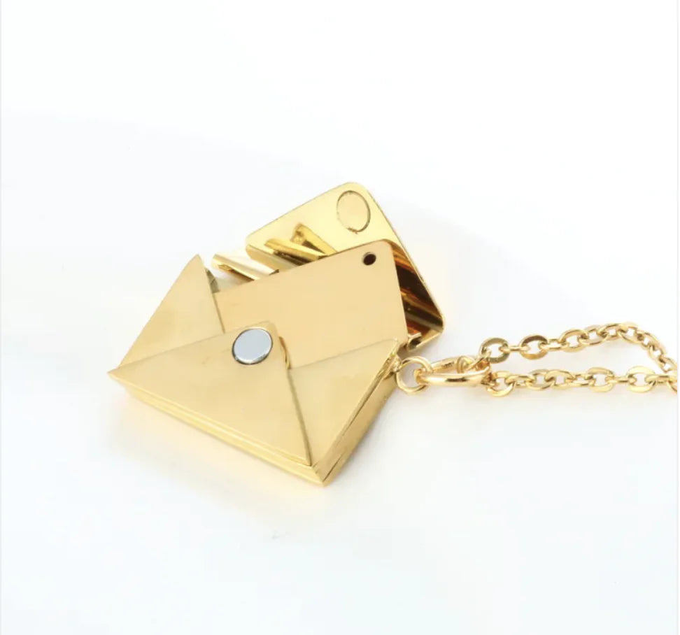 Hidden Message Heart Envelope Pendant Necklace